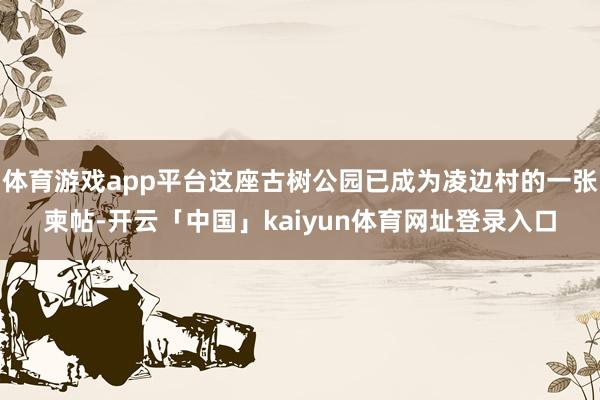 体育游戏app平台这座古树公园已成为凌边村的一张柬帖-开云「中国」kaiyun体育网址登录入口