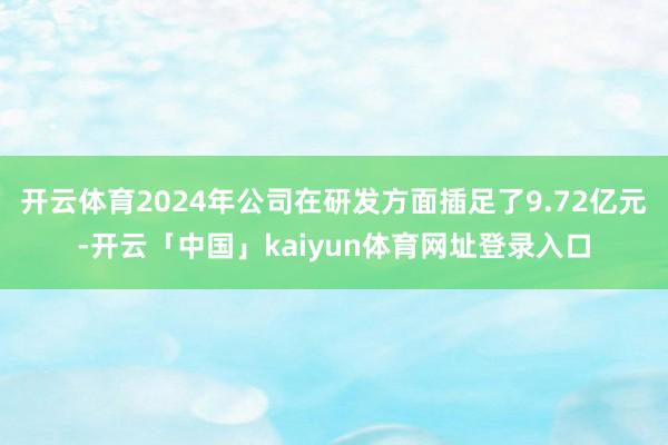 开云体育2024年公司在研发方面插足了9.72亿元-开云「中国」kaiyun体育网址登录入口