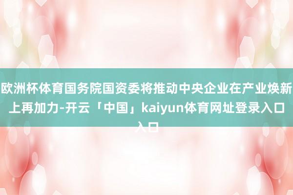 欧洲杯体育国务院国资委将推动中央企业在产业焕新上再加力-开云「中国」kaiyun体育网址登录入口